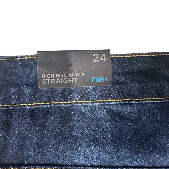 NWT Rue21 Womens 24 Jeans High Rise Ankle Straight Leg Dark Wash Raw Hem Plus - Picture 15 of 16